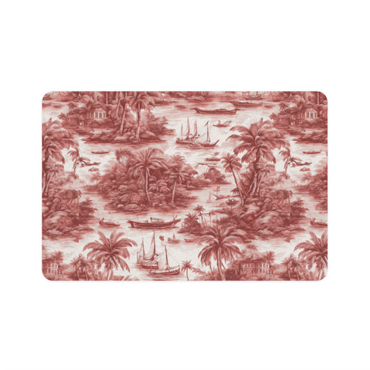 Pet Food Mat (12x18), Tropical Toile #1, Russet