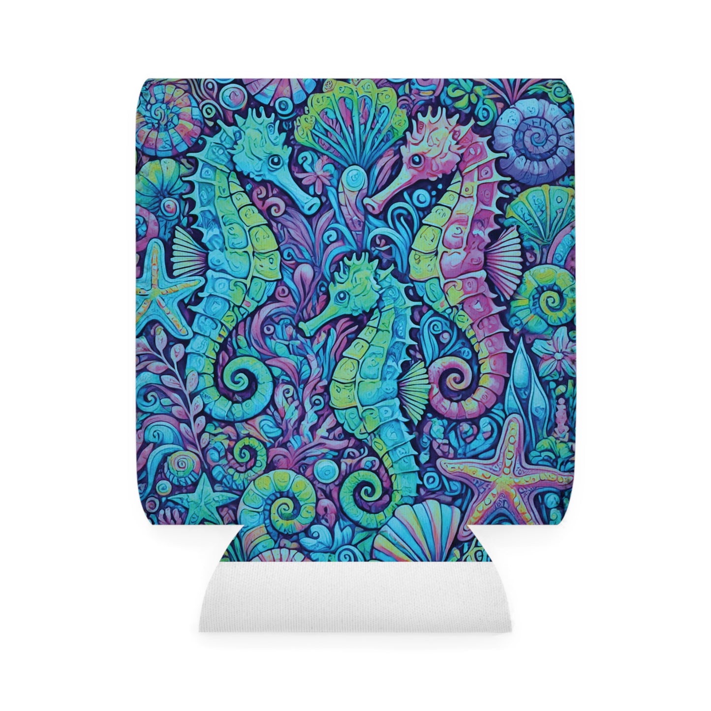 Seahorse Trio/Turquoise Pop Can Cooler Sleeve - Perfect for Outdoor Picnics