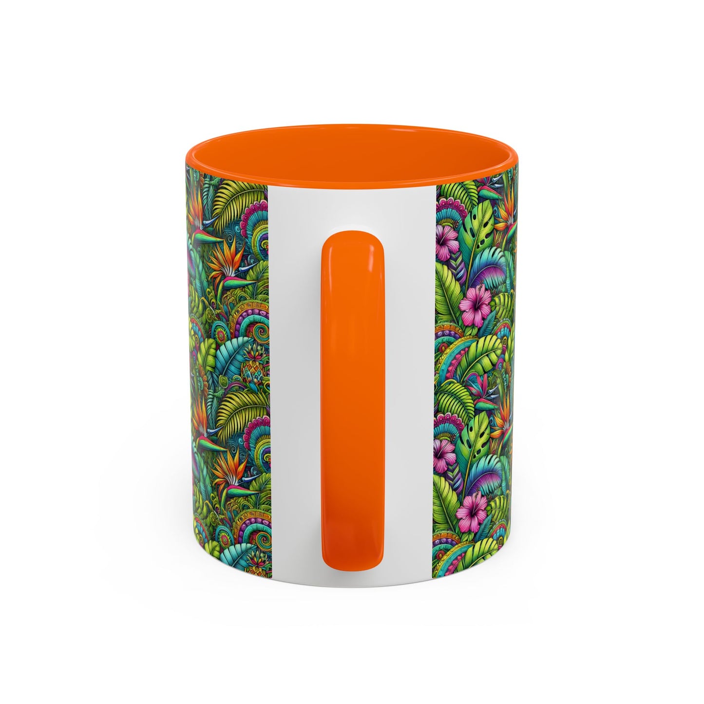 Accent Color Coffee Mug (11, 15oz), Rainforest Blooms, Various Colors