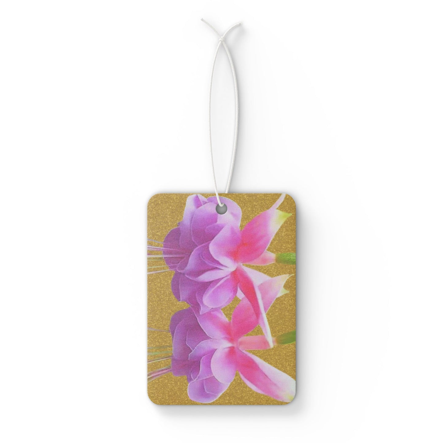 Car Air Freshener - Two Pink Fuchsias / Gold