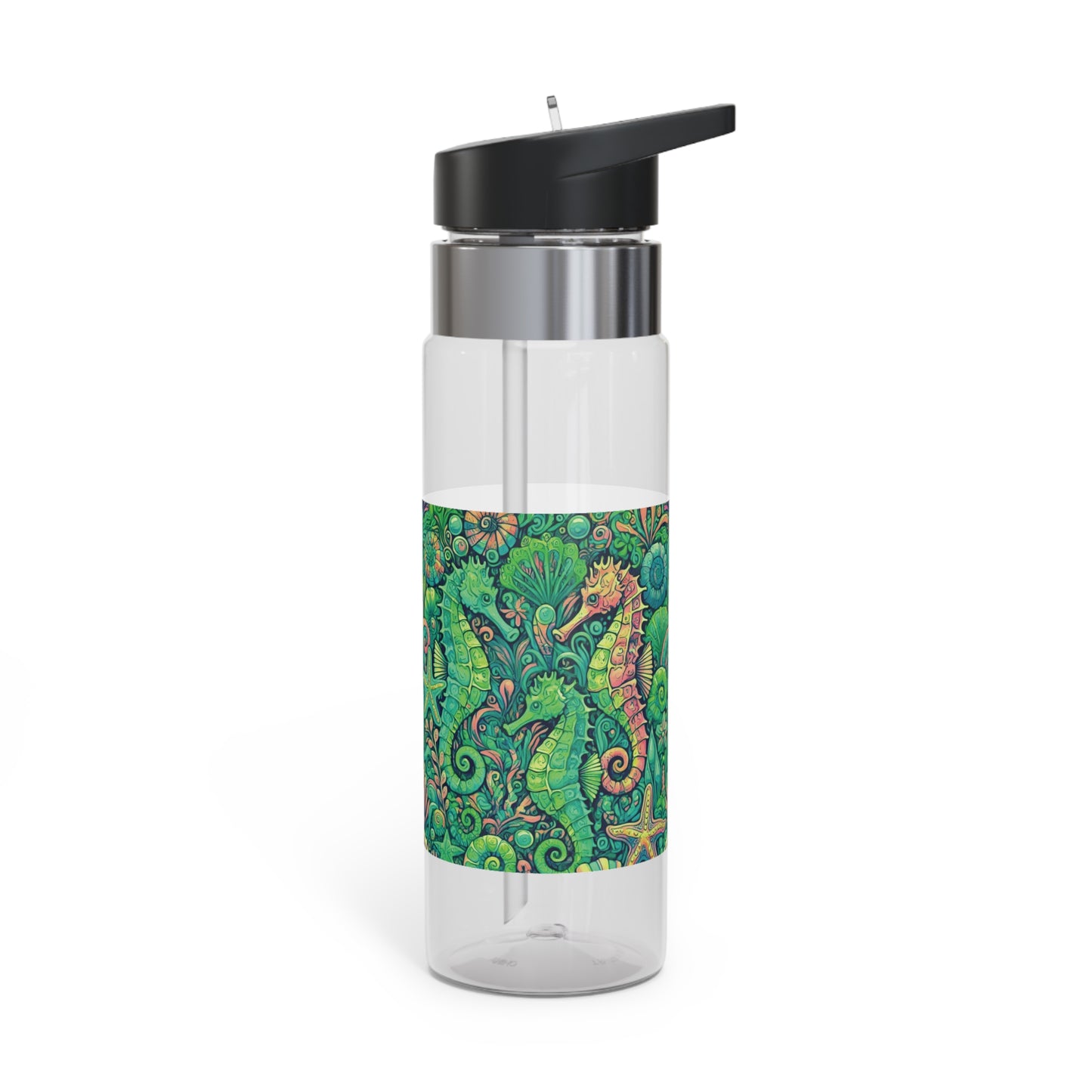 Tropical 20oz Tritan Sport Water Bottle -  Leakproof, Lightweight, BPA-Free / Seahorse Trio, Hot Lime