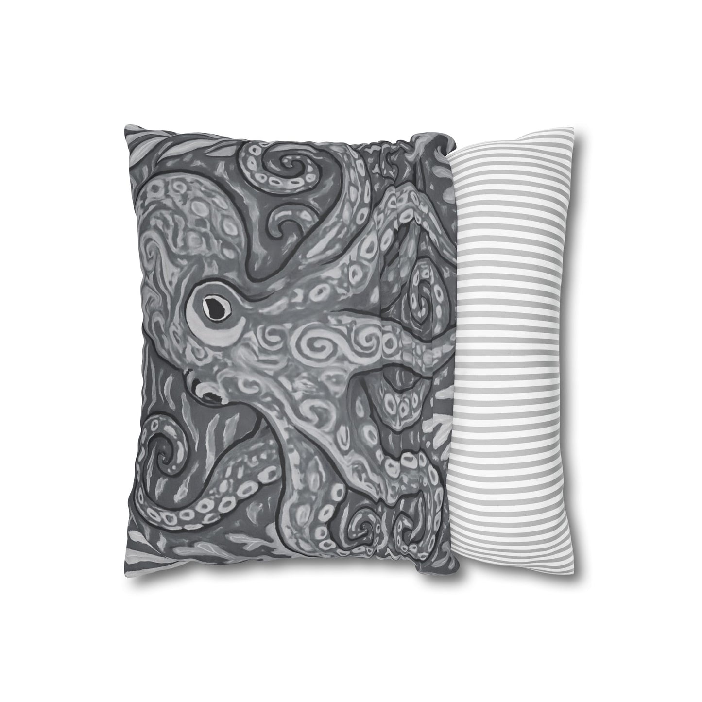 Faux Suede Square Pillowcase - Noir Kraken Joe