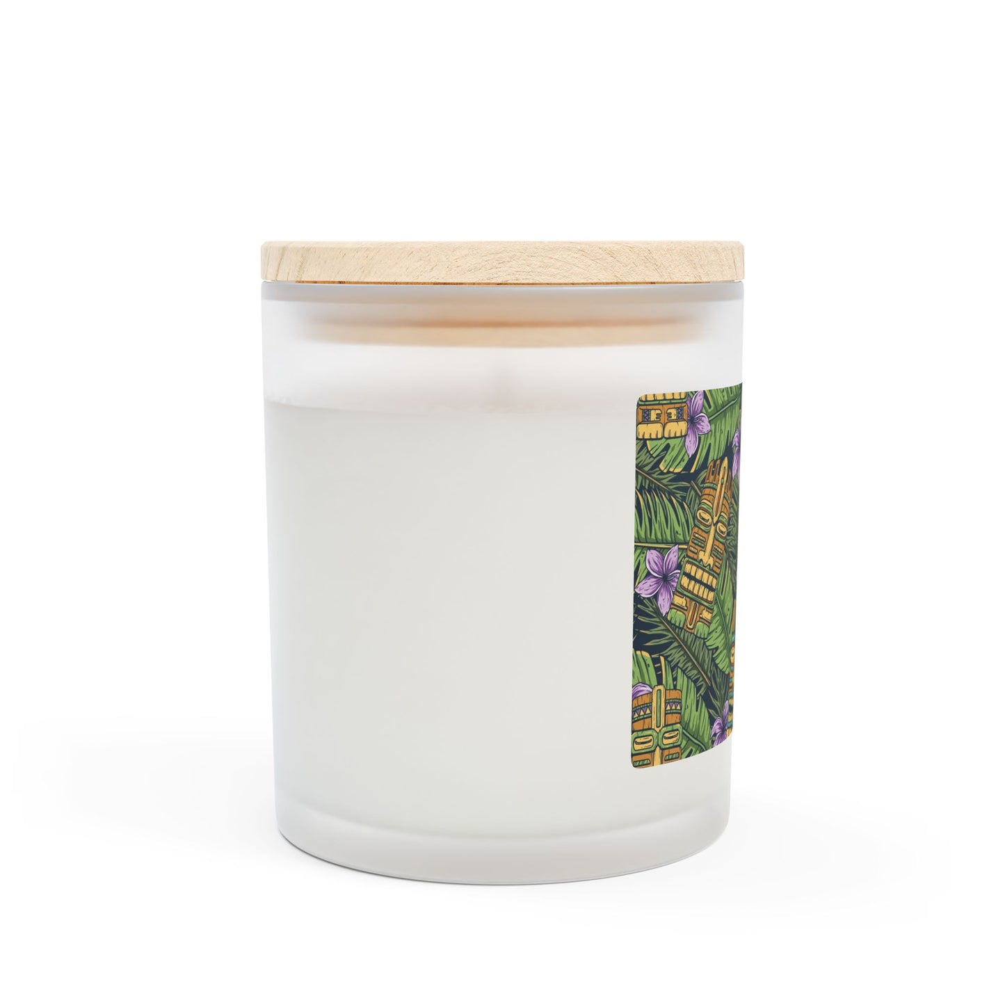 Frosted Glass Candle, 11oz, Tiki Purple Greenery