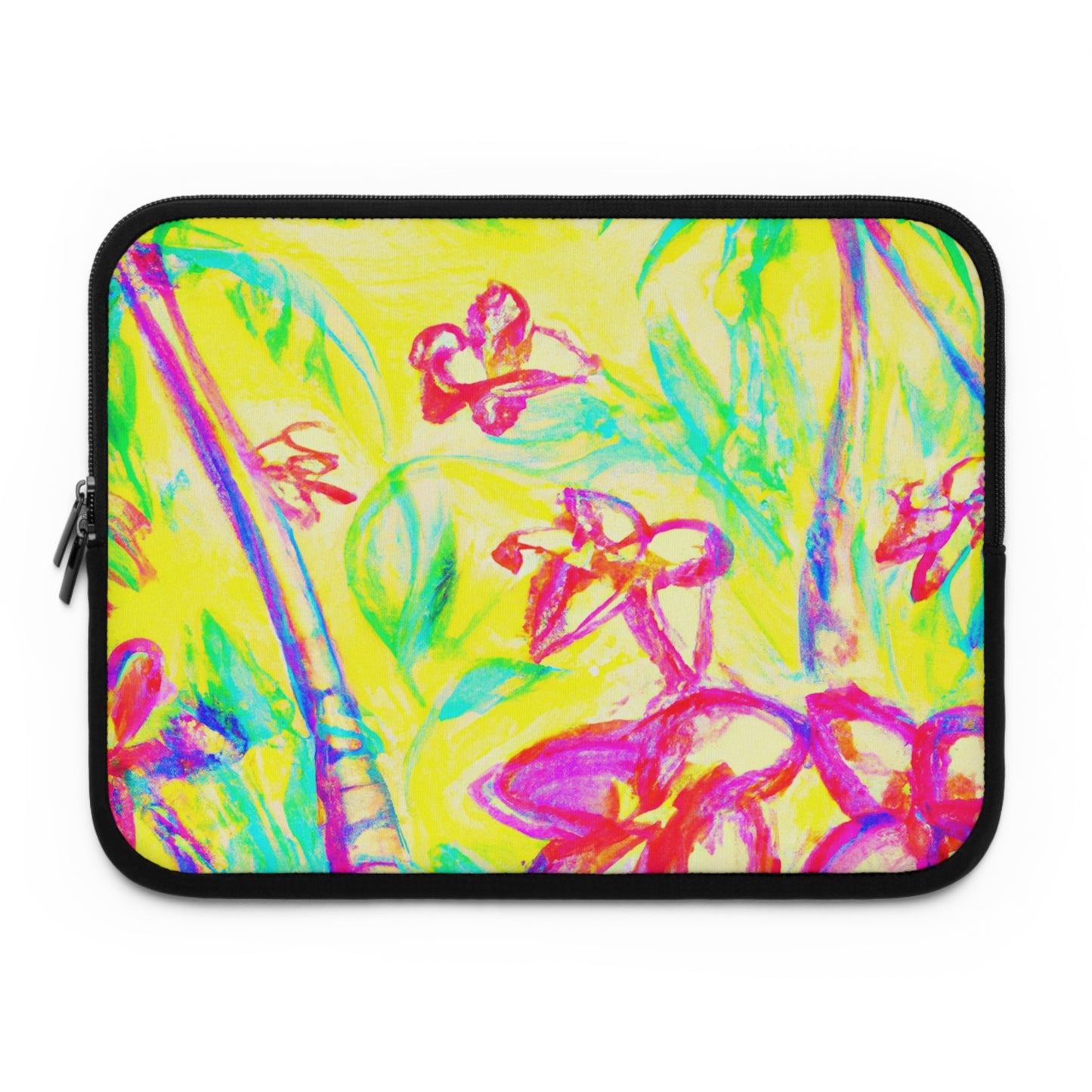 Tropical Laptop Sleeve, 5 Sizes - Perfect for Beach Lovers & Students / Tropical Doodles, Yellow