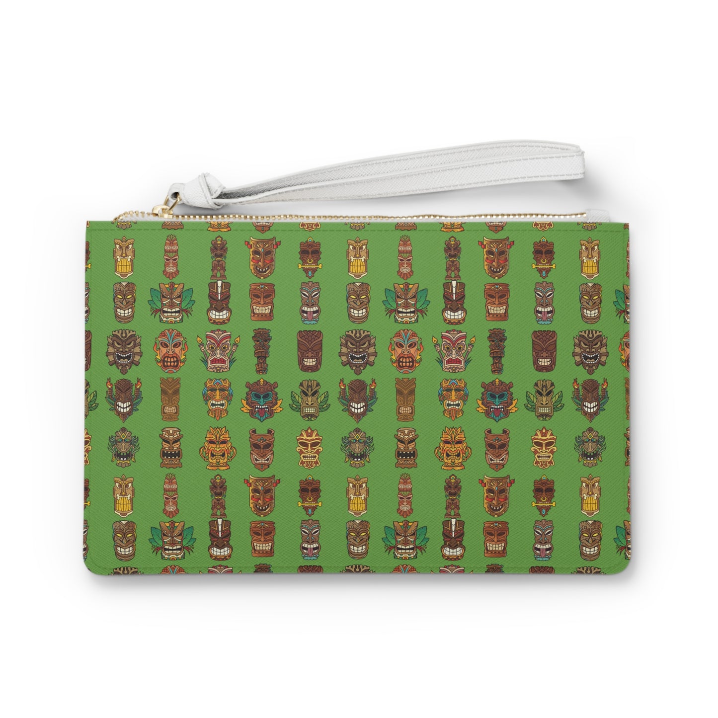 Tropical Faux Leather Clutch Bag - Perfect for Beach Adventures & Summer Vacations / Tiny Tiki Dudes, Green