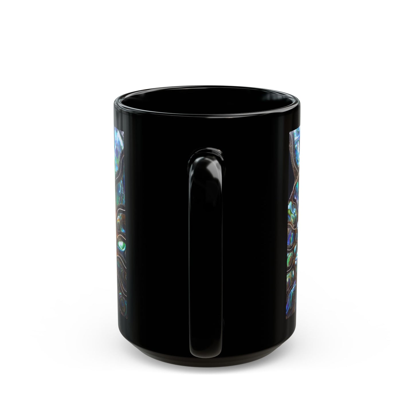 Black Mug (11oz, 15oz), Ammonite & Abalone