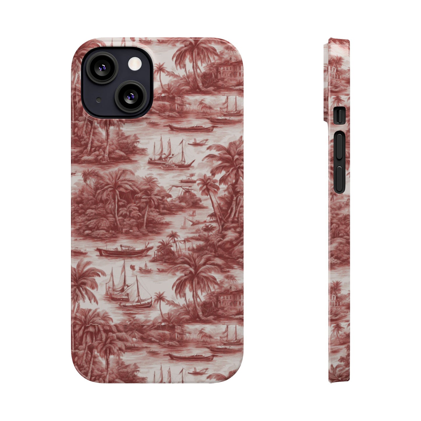 Slim Phone Cases - Tropical Toile #1, russet