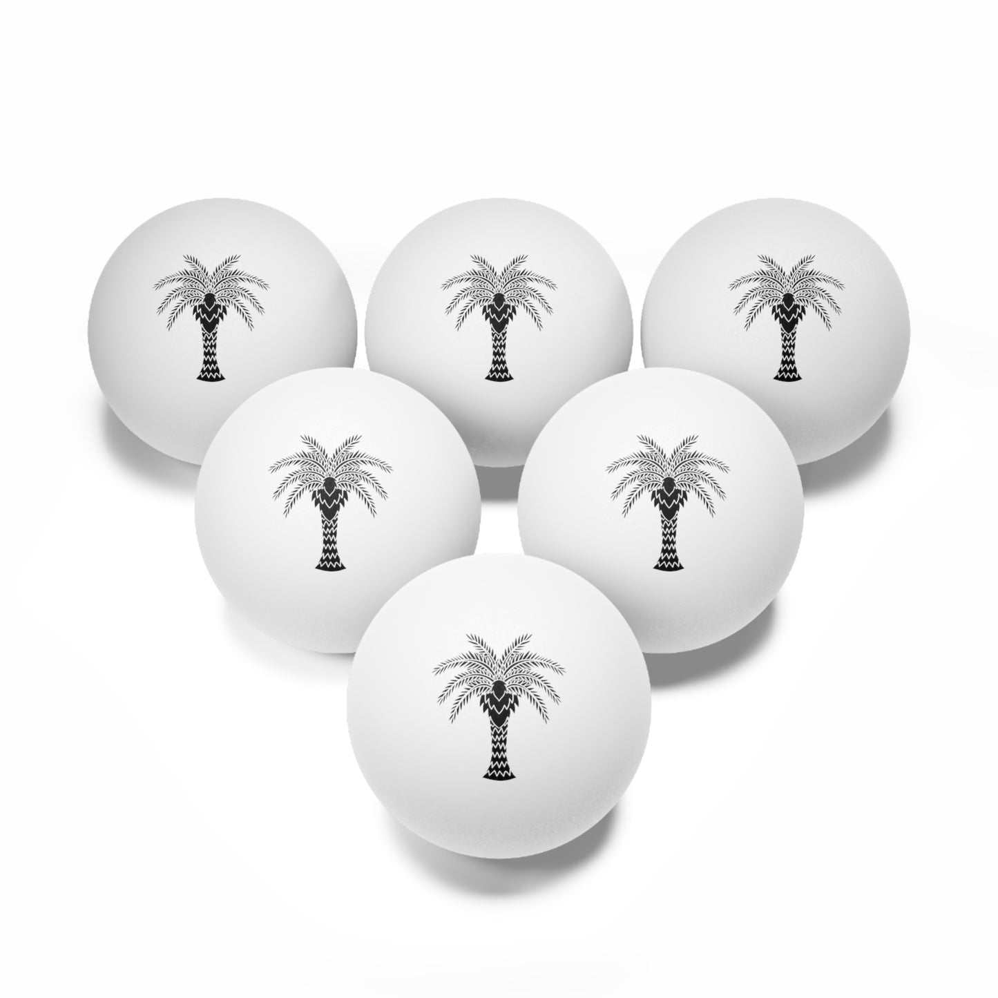 Tropical Paradise Ping Pong Balls - 6 Pack with Deco Black Palm