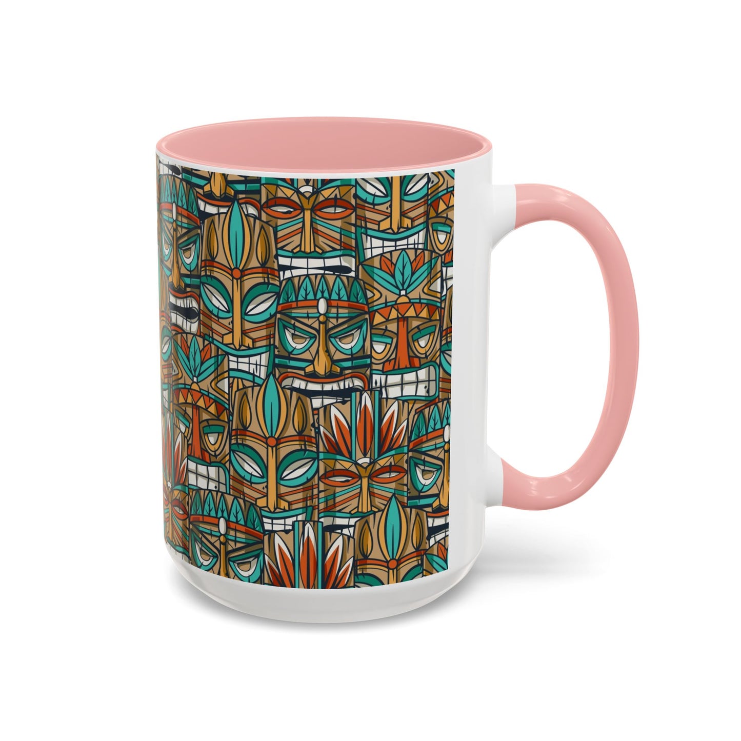 Accent Coffee Mug (11, 15oz), 8 Colors - Turquoise Tiki Party