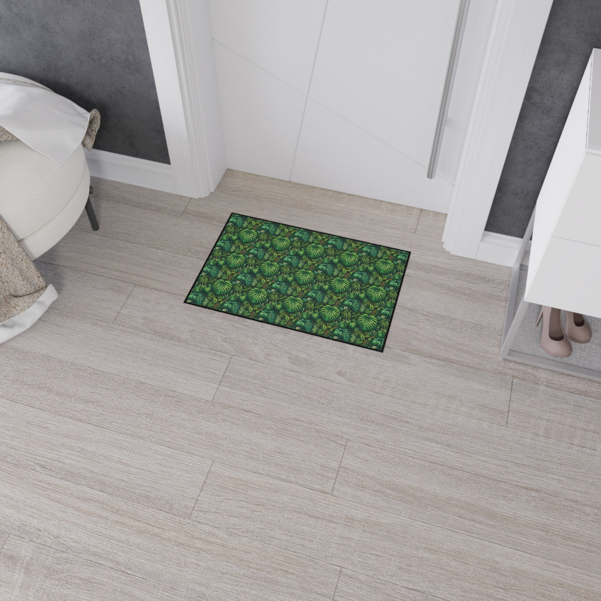 Heavy Duty Floor Mat, 5 Sizes – Tropical Area Rug for Home Décor / Rainforest Greenery