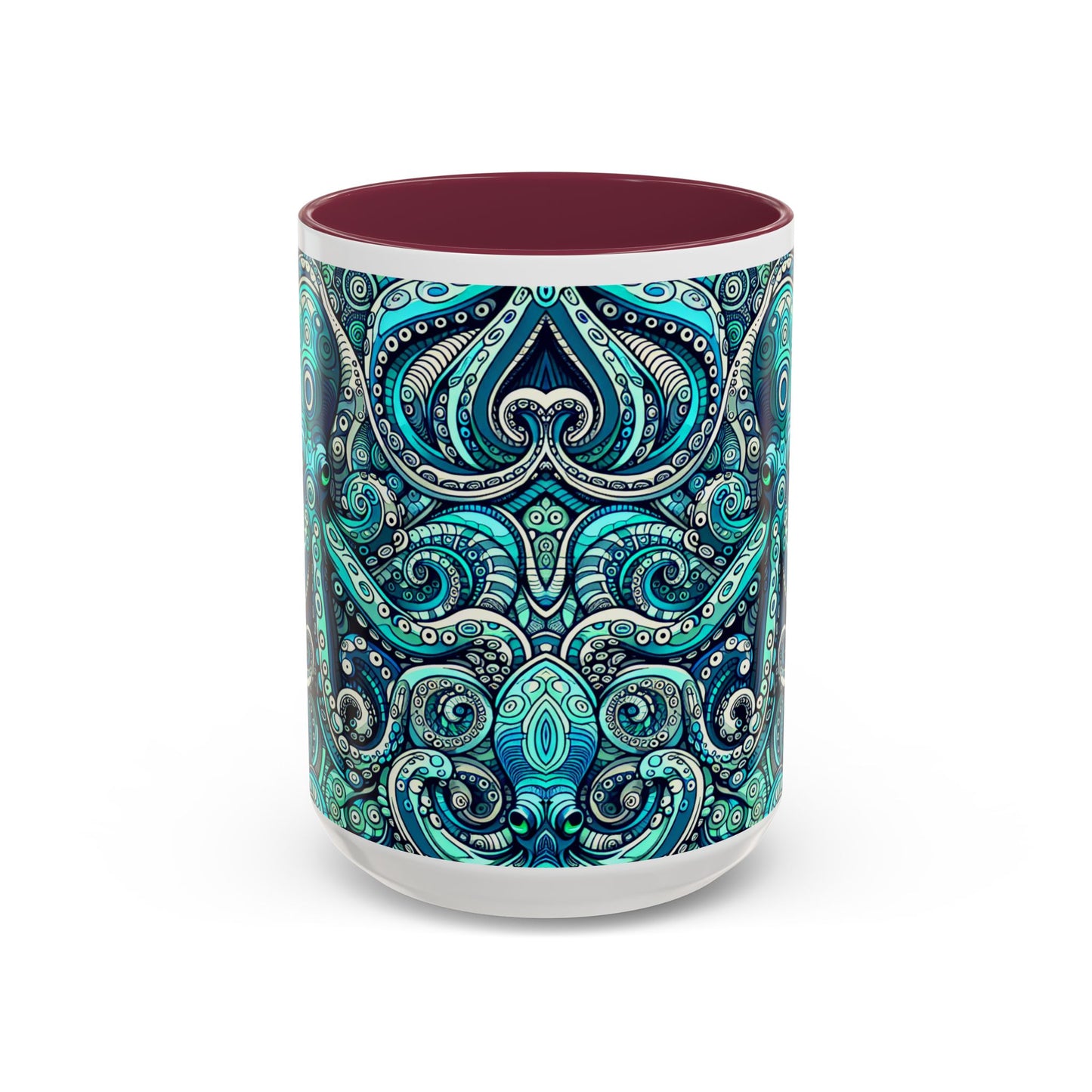 Accent Color Coffee Mug, Many Colors - 11oz & 15oz / Aqua Octopus