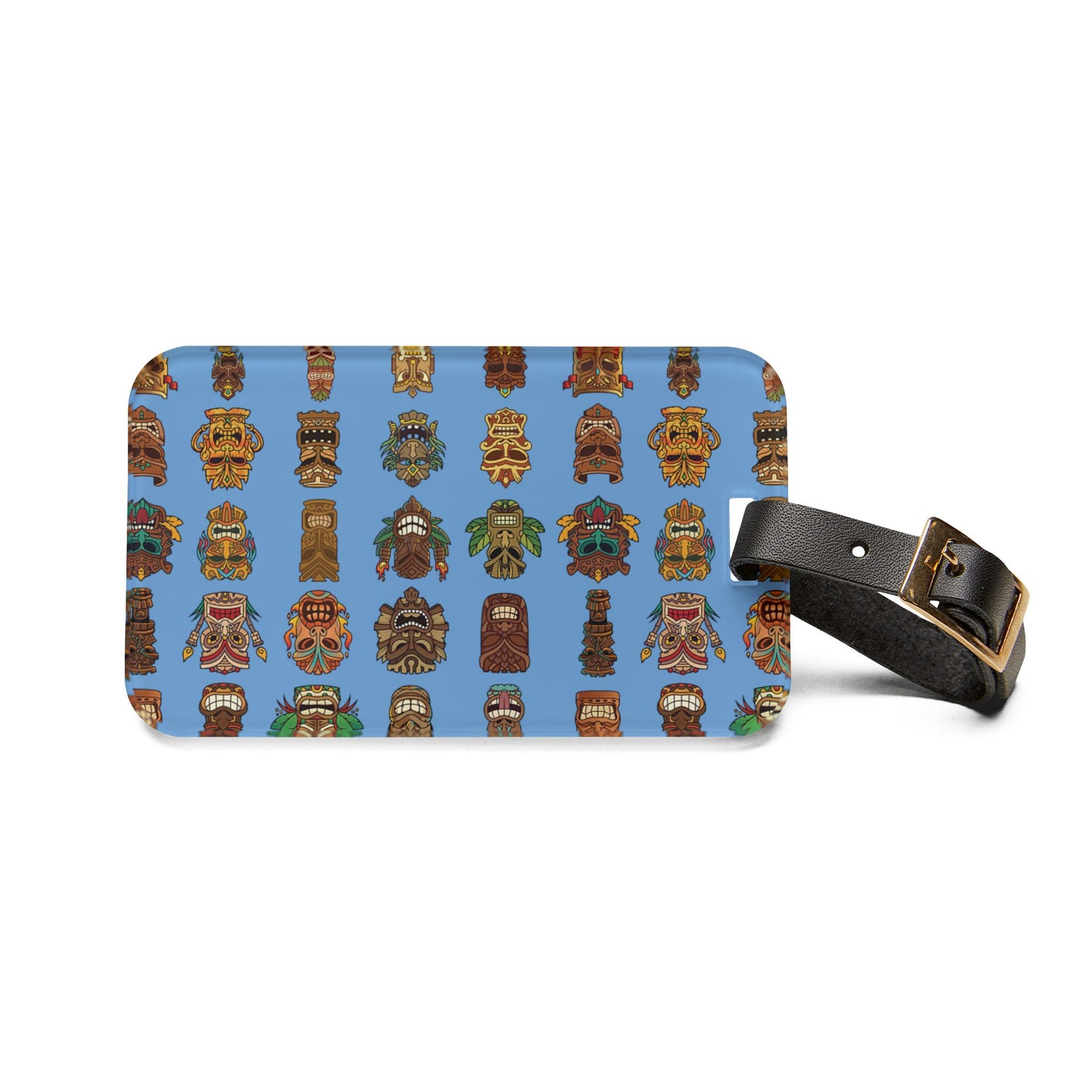 Luggage Tag - Tiny Tiki Dudes, Light Blue