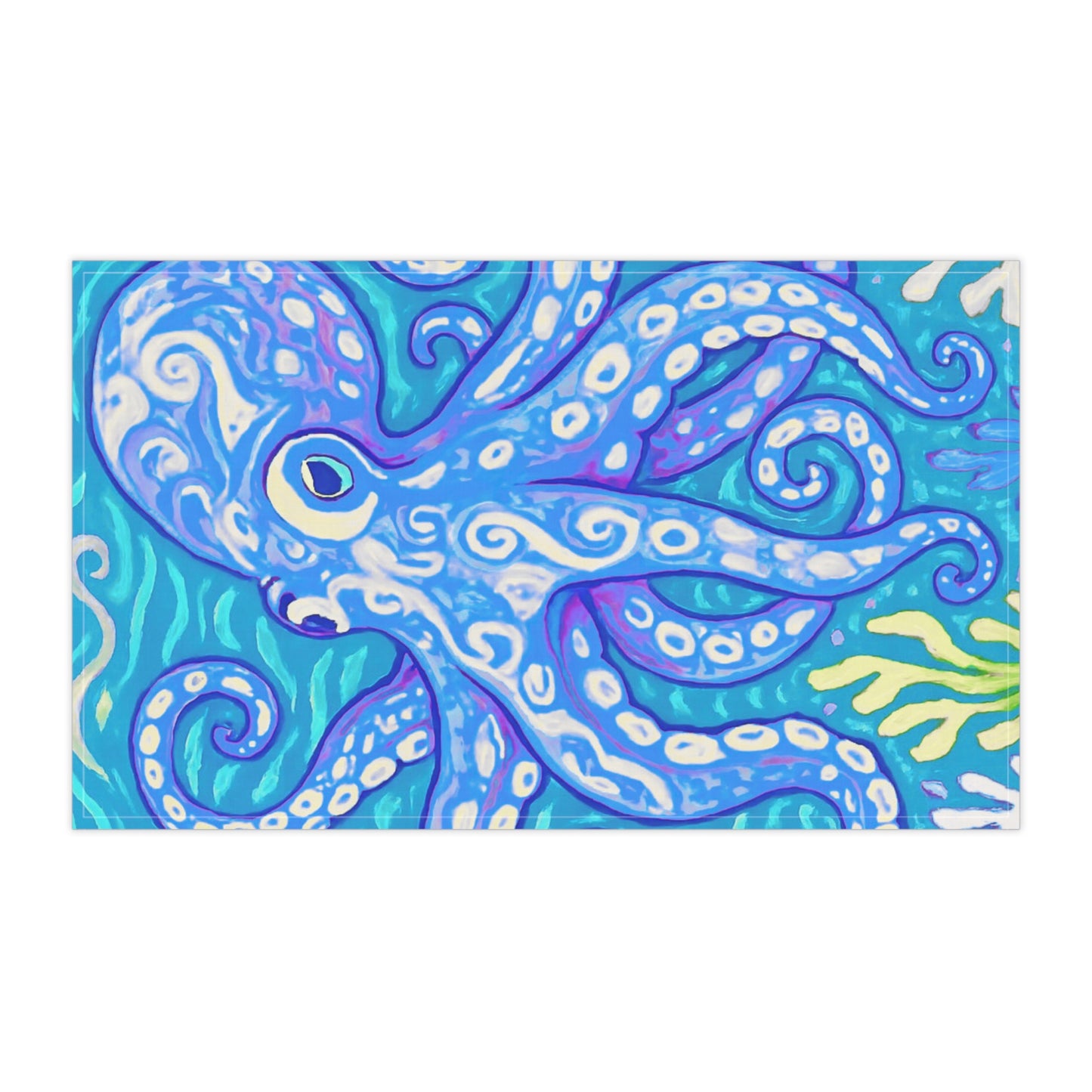 Tea Towels (cotton, poly), Blue Kraken Joe