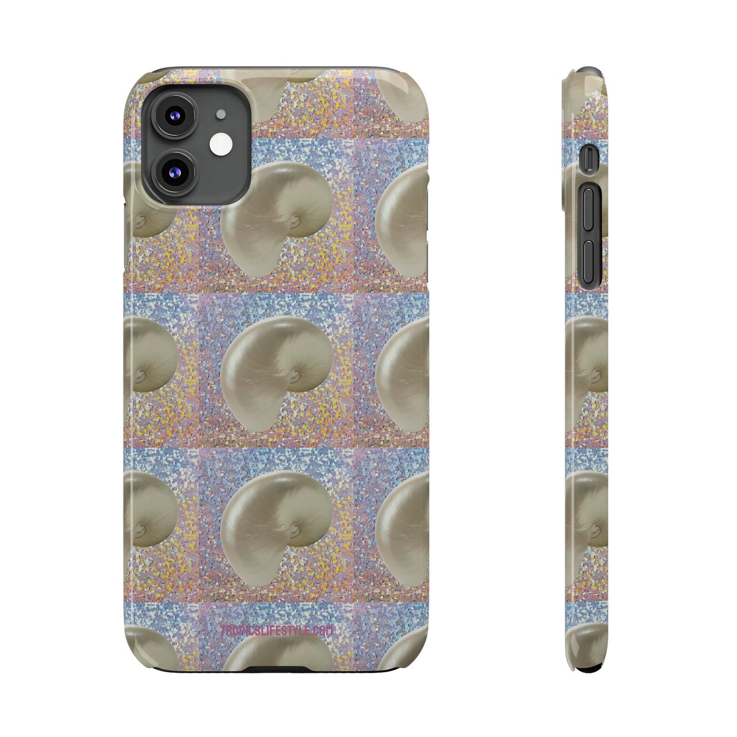 Slim Phone Cases - Disco White Nautilus