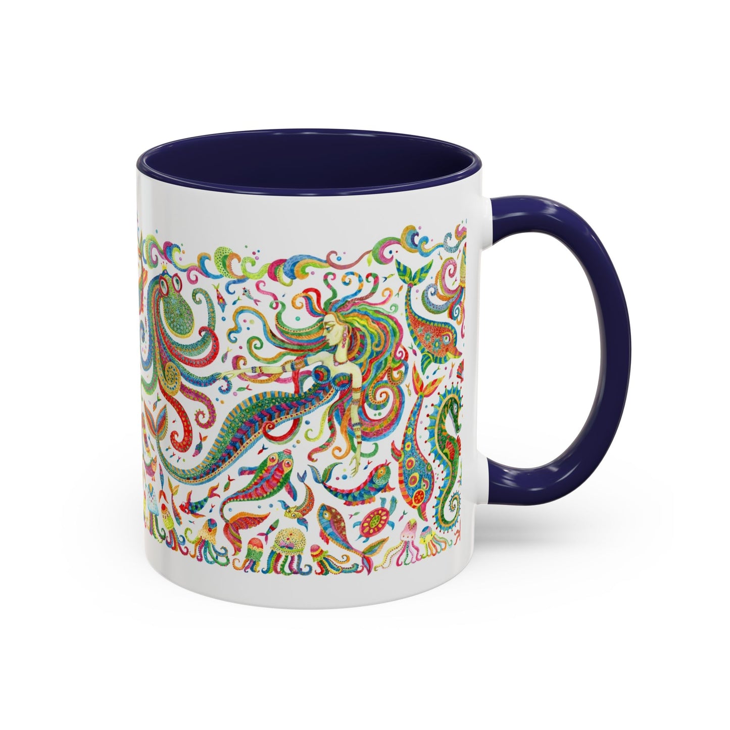 Accent Coffee Mug | Tropical-Inspired Drinkware / Colorful Mermaid Kingdom