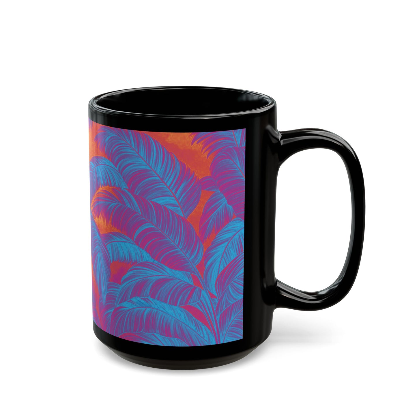 Black Coffee Mug - Palm Serenity, Heatwave