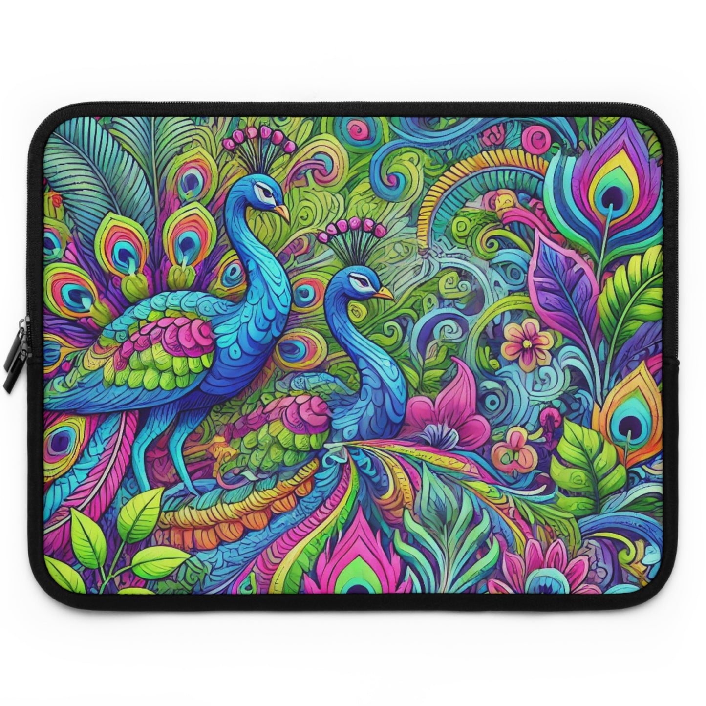 Tropical Laptop Sleeve, 5 Sizes - Perfect for Beach Lovers & Students / Rainforest Peacocks POP