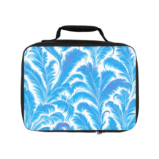 Rocco Palms/Blue and White Lunch Bag - Eco-Friendly Insulated Tote, Adult and Child Lunchbox / Perfect for Picnics, Beach Outings