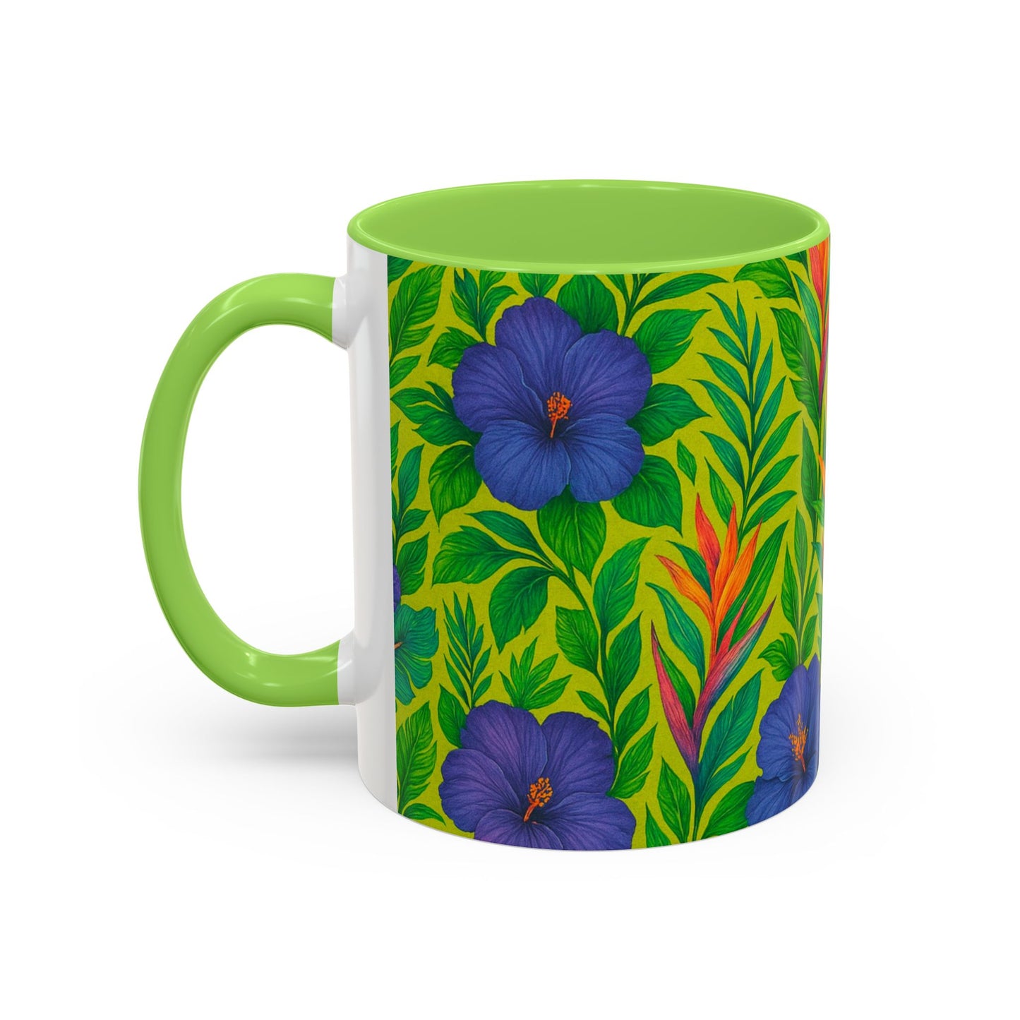 Vibrant Floral Coffee Mug - 11oz & 15oz / Midnight Flower Lime