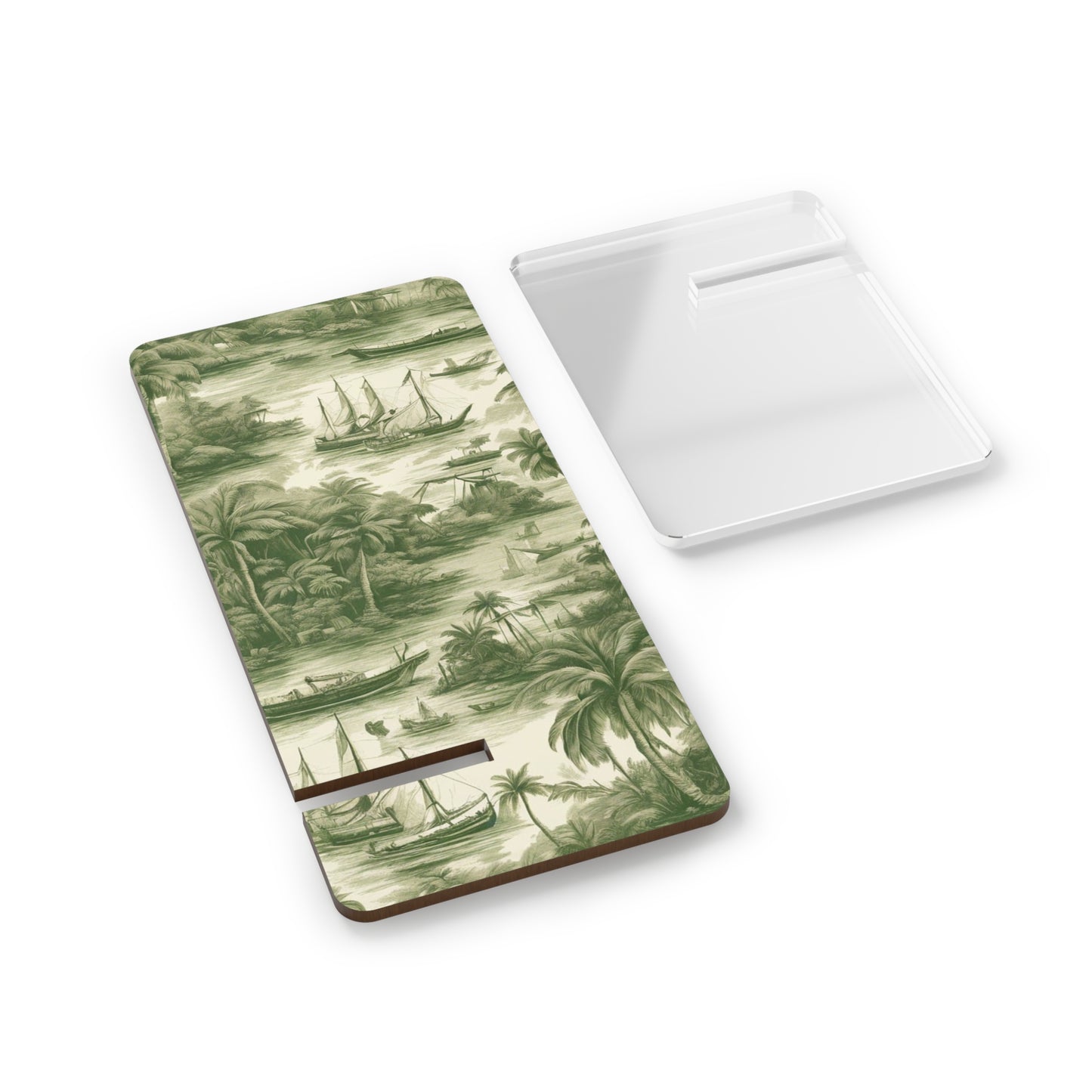 Mobile Display Stand for Smartphones, Tropical Toile #1 Green