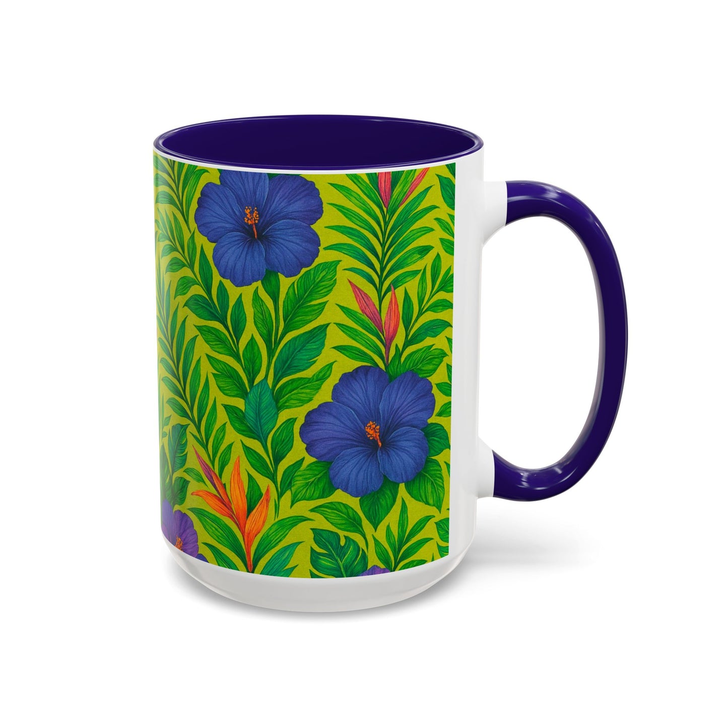 Vibrant Floral Coffee Mug - 11oz & 15oz / Midnight Flower Lime
