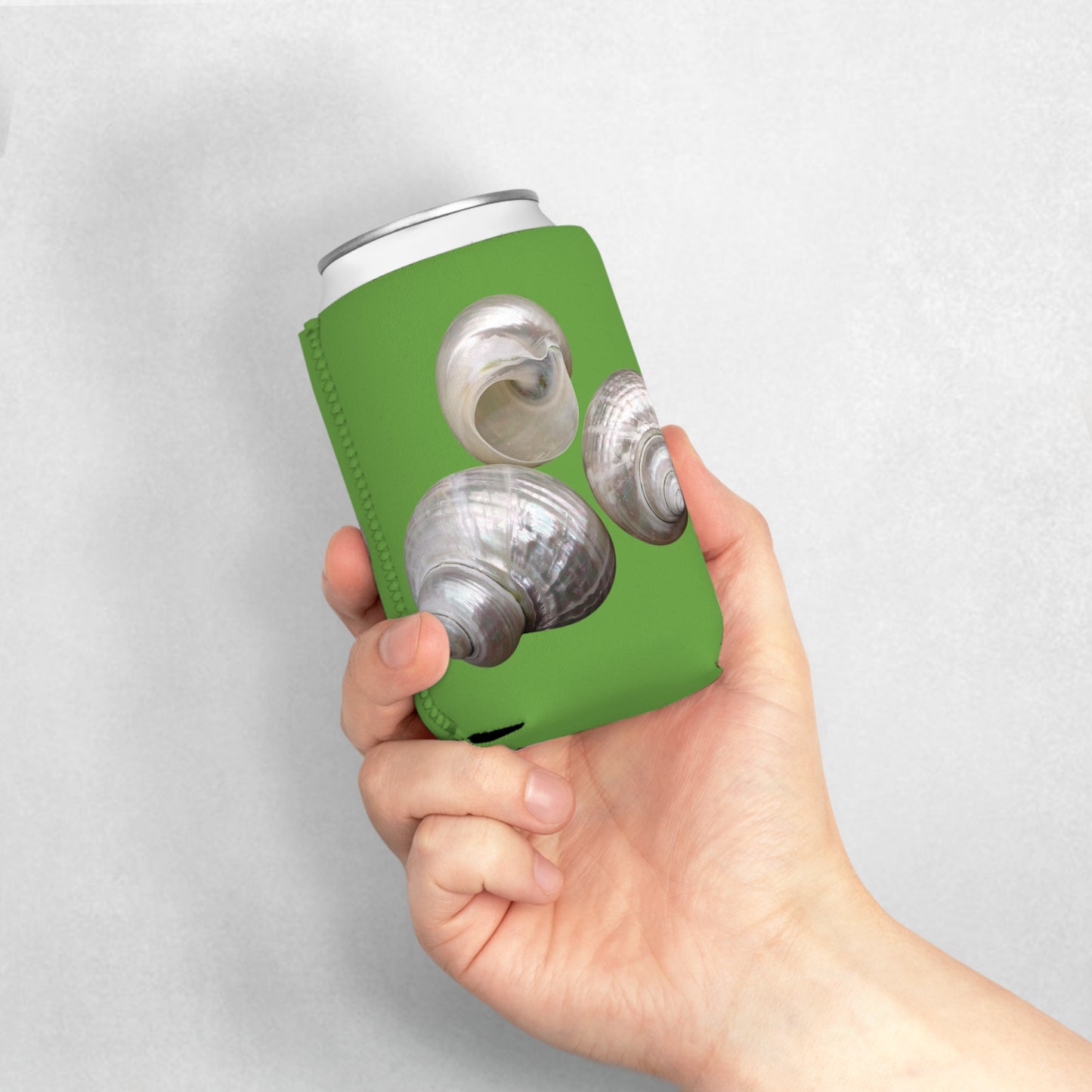Three Nautilus Shells/Green Cooler Sleeve - Perfect for Outdoor Picnics