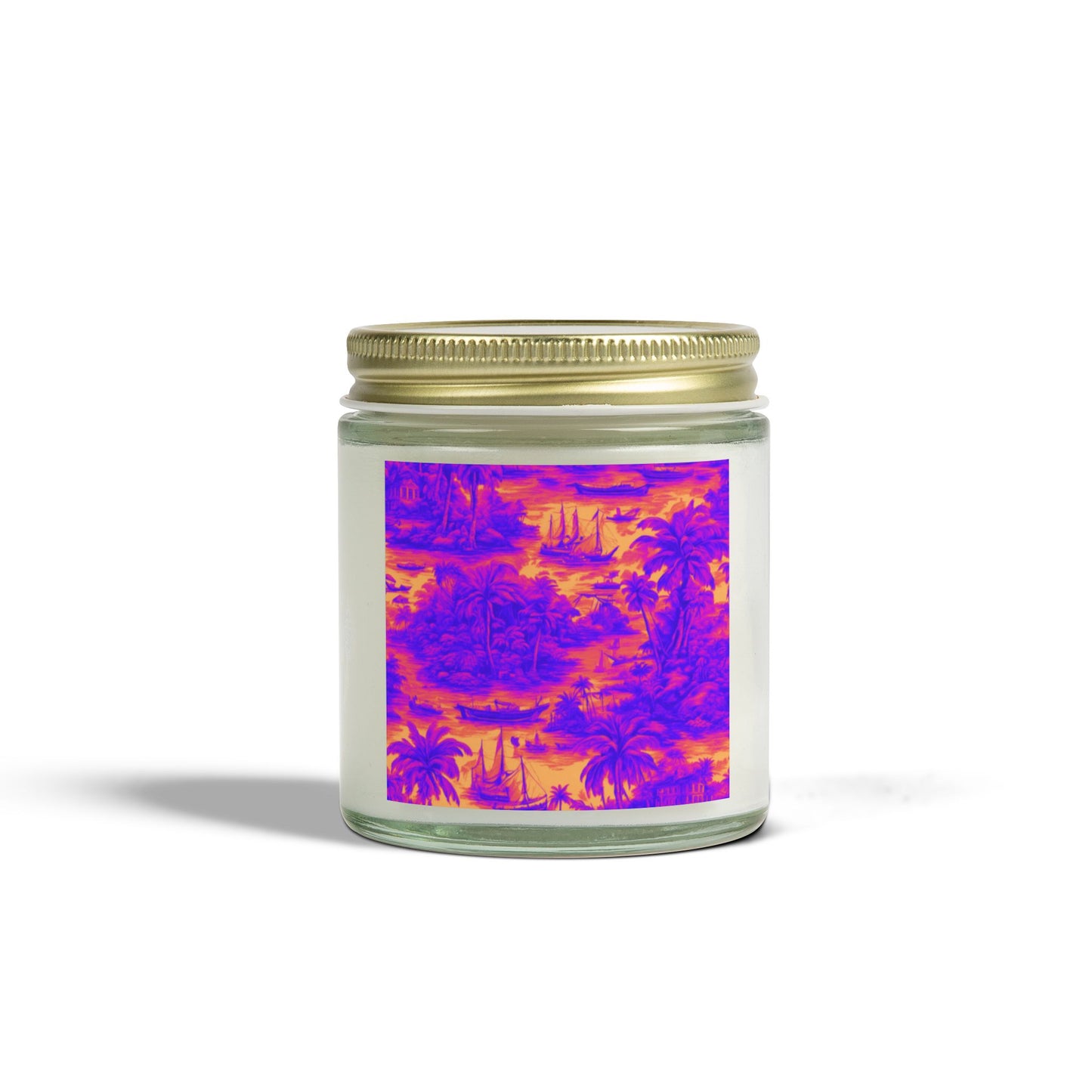 Scented Candles, Coconut Apricot Wax (4oz, 9oz) - Crazy Cool Tropical Toile