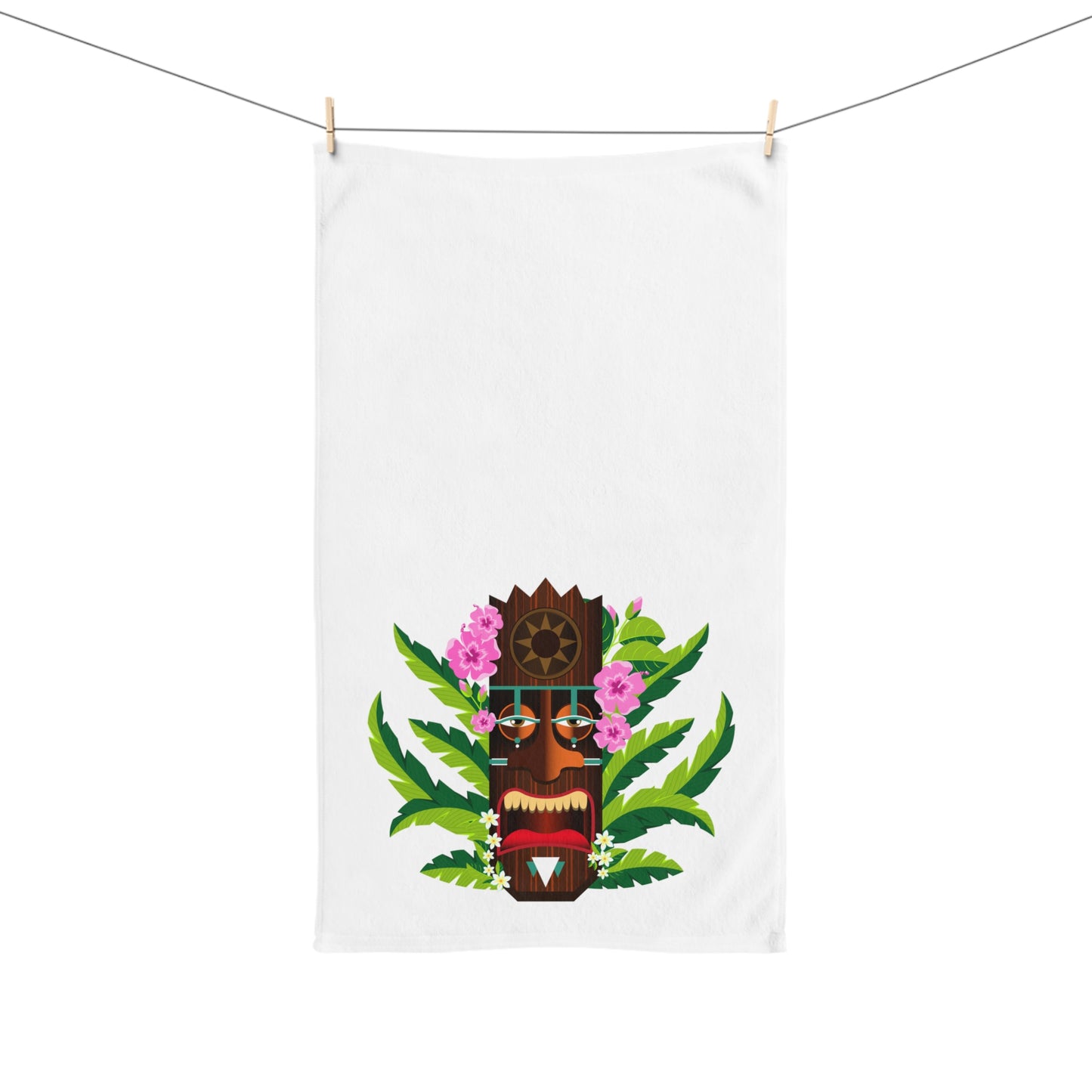 Tropical Paradise Hand Towel - Vibrant Tiki Design for Kitchen or Bath / Tiki Boss Nani