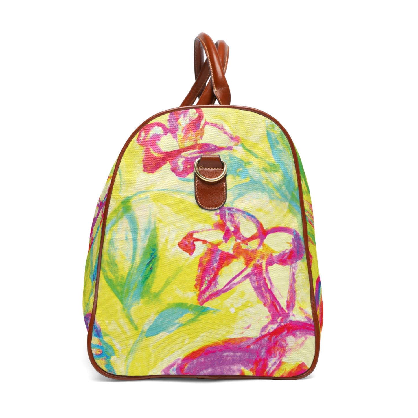 Tropical Waterproof Travel Bag - Perfect for Beach Getaways / Tropical Doodles, Yellow