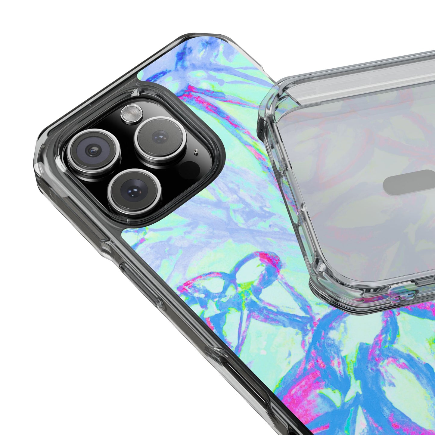 Tropical Doodles/Blue Magnetic Clear Phone Case, Many Models