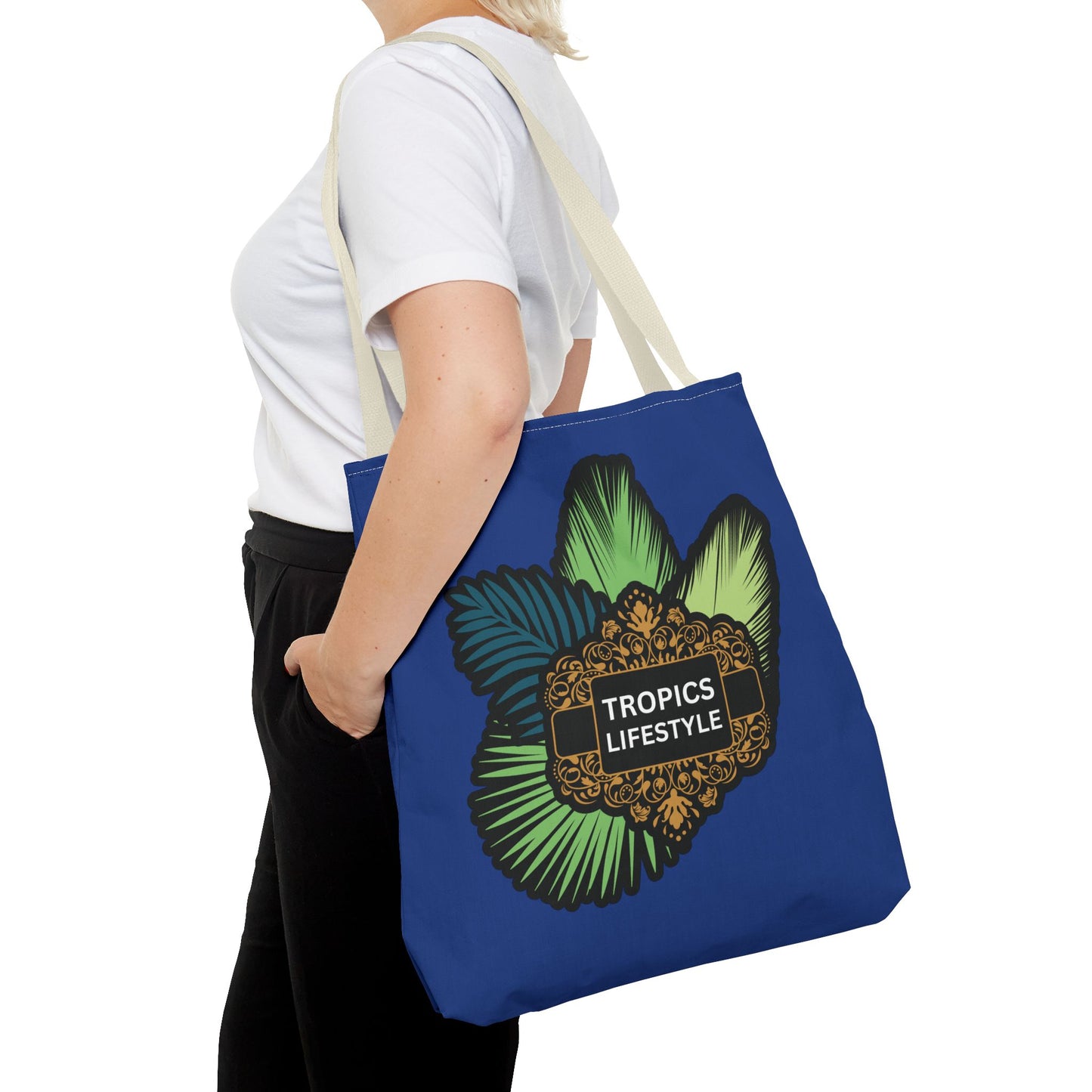 Elegant Tropics Lifestyle Logo Tote Bag - 3 Sizes, Dark Blue