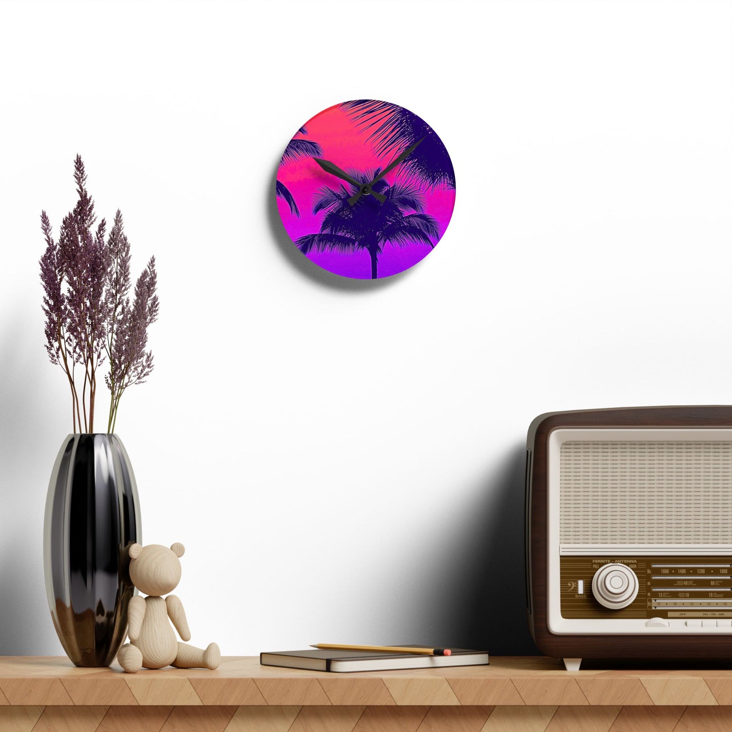 Acrylic Wall Clock / Palm Glow Pop