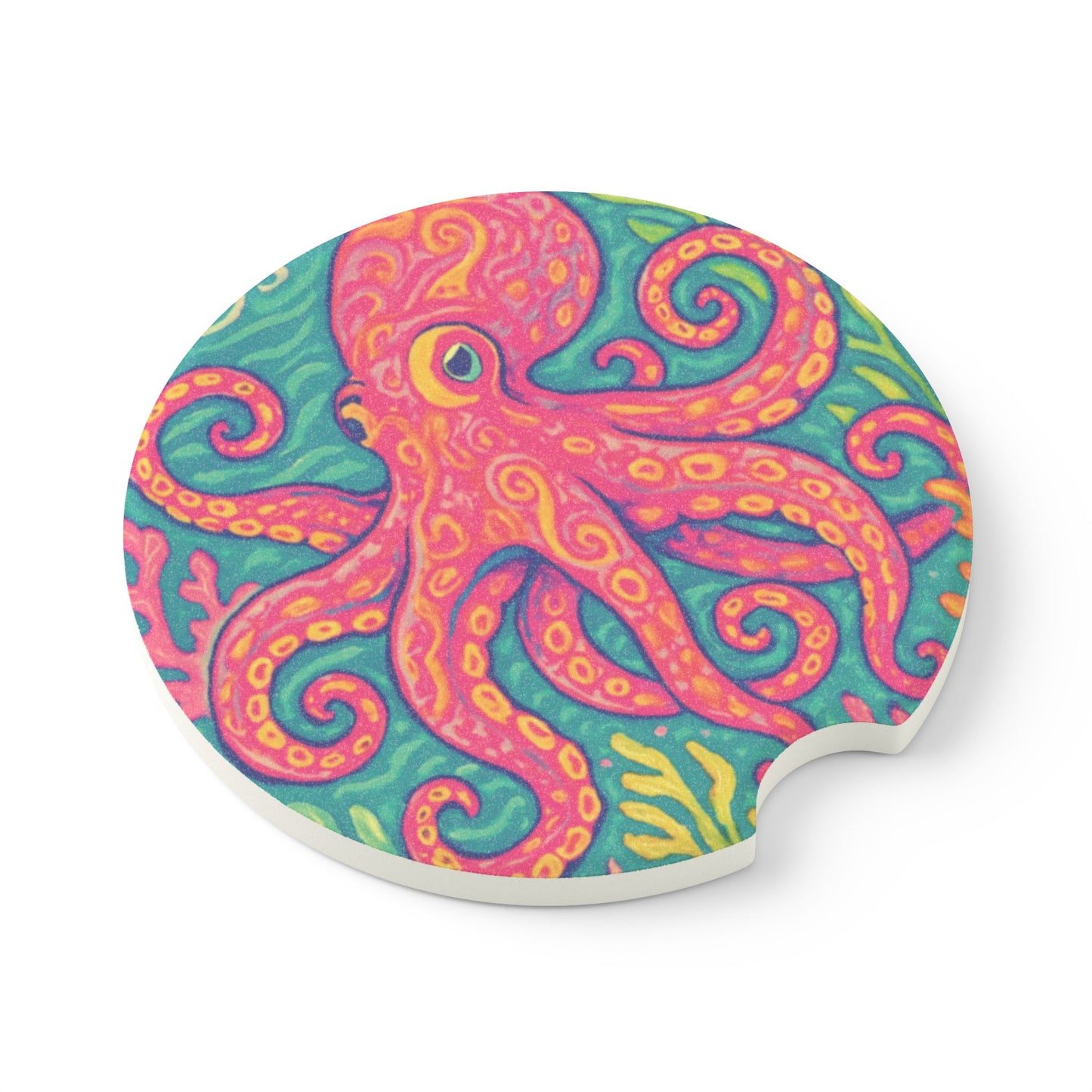 Soapstone Car Coaster - Red Kraken Joe