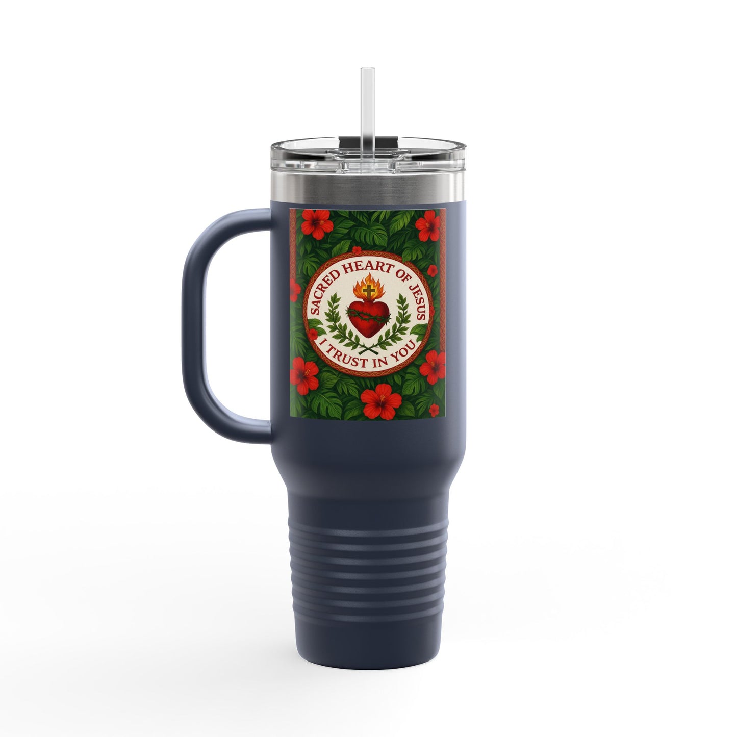 Religious Insulated Travel Mug, 40oz / Sacred Heart of Jesus - Perfect for Outdoor Adventures