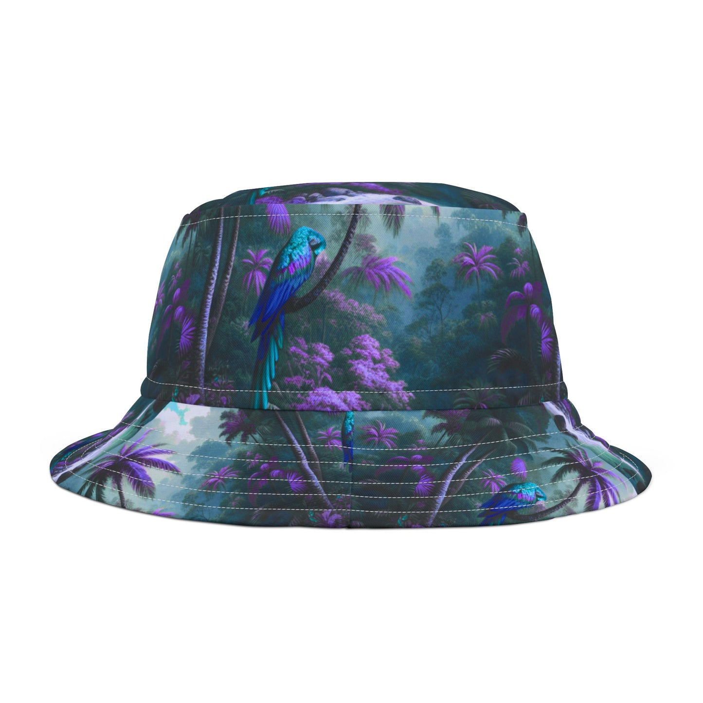 Tropical Polyester Bucket Hat, 2 Sizes - Sleeping Beauty Parrot