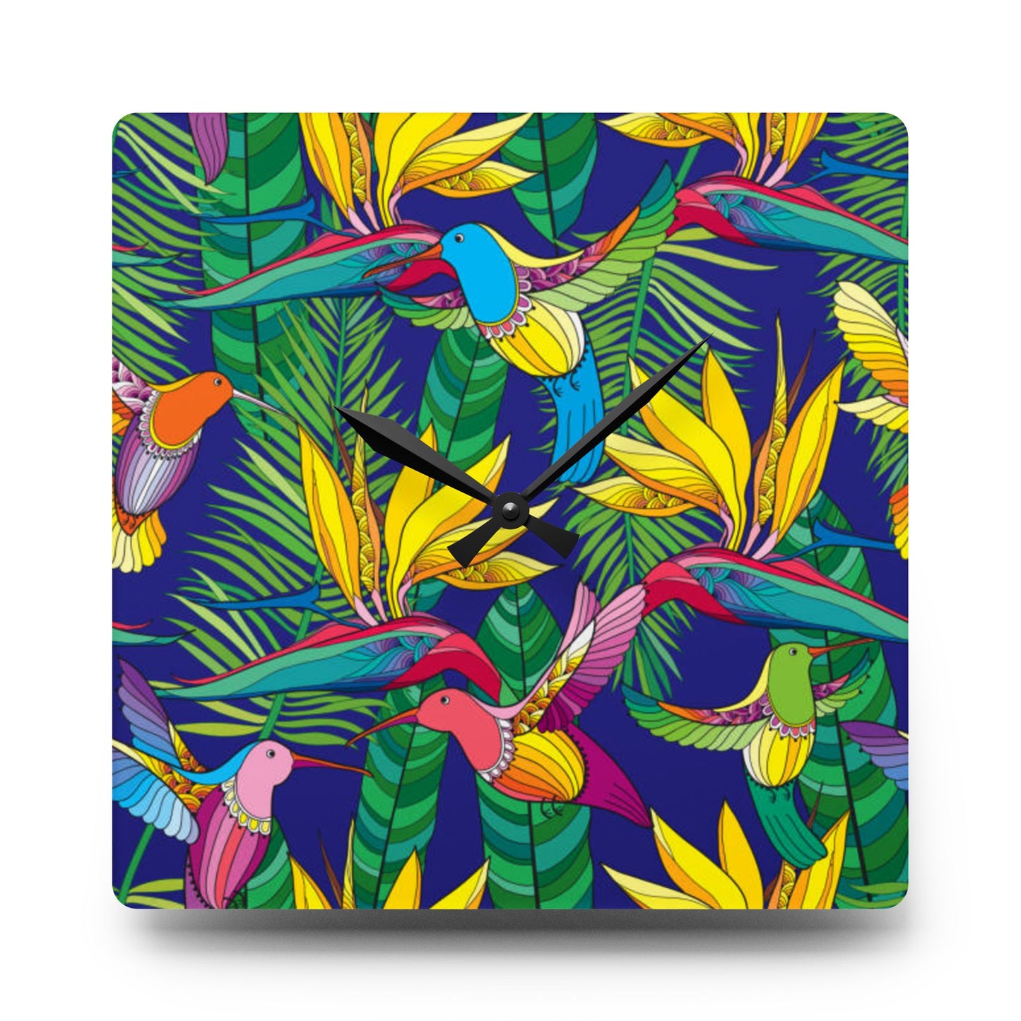 Acrylic Wall Clock, Bird of Paradise Toile