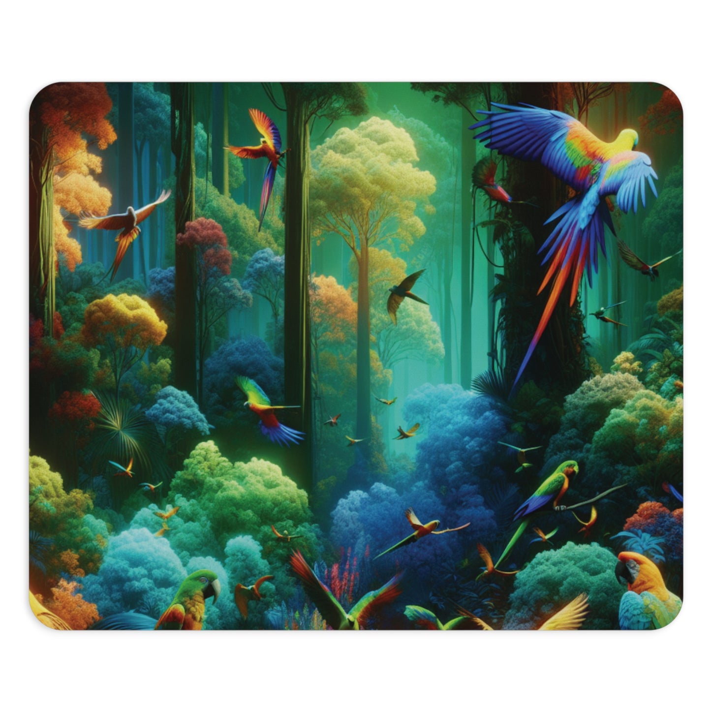 Tropical Mouse Pad, 2 Shapes - Parrot Vibes for Home Office & Gamer / Rainforest Flight School
