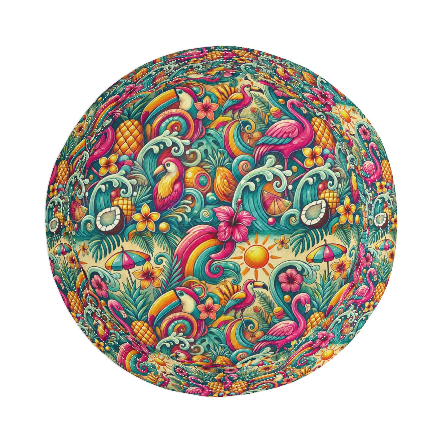Tropical Polyester Bucket Hat, 2 Sizes - Flamingo Funday