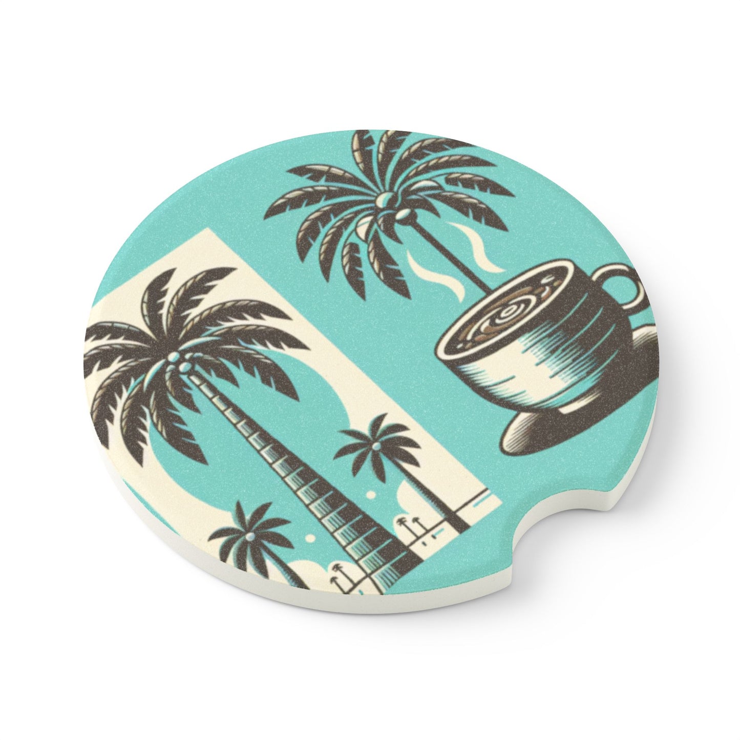 Soapstone Car Coaster - Palms and Coffee