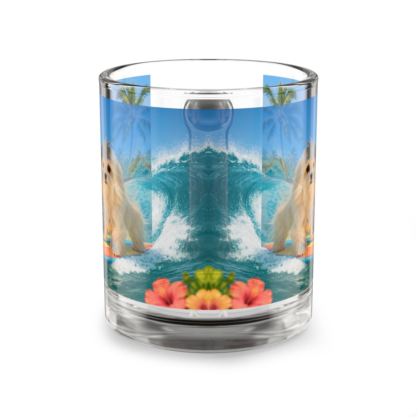 Puppy Ariel the Dog Surfer Glass Mug - 10oz, Perfect for Dog Lovers