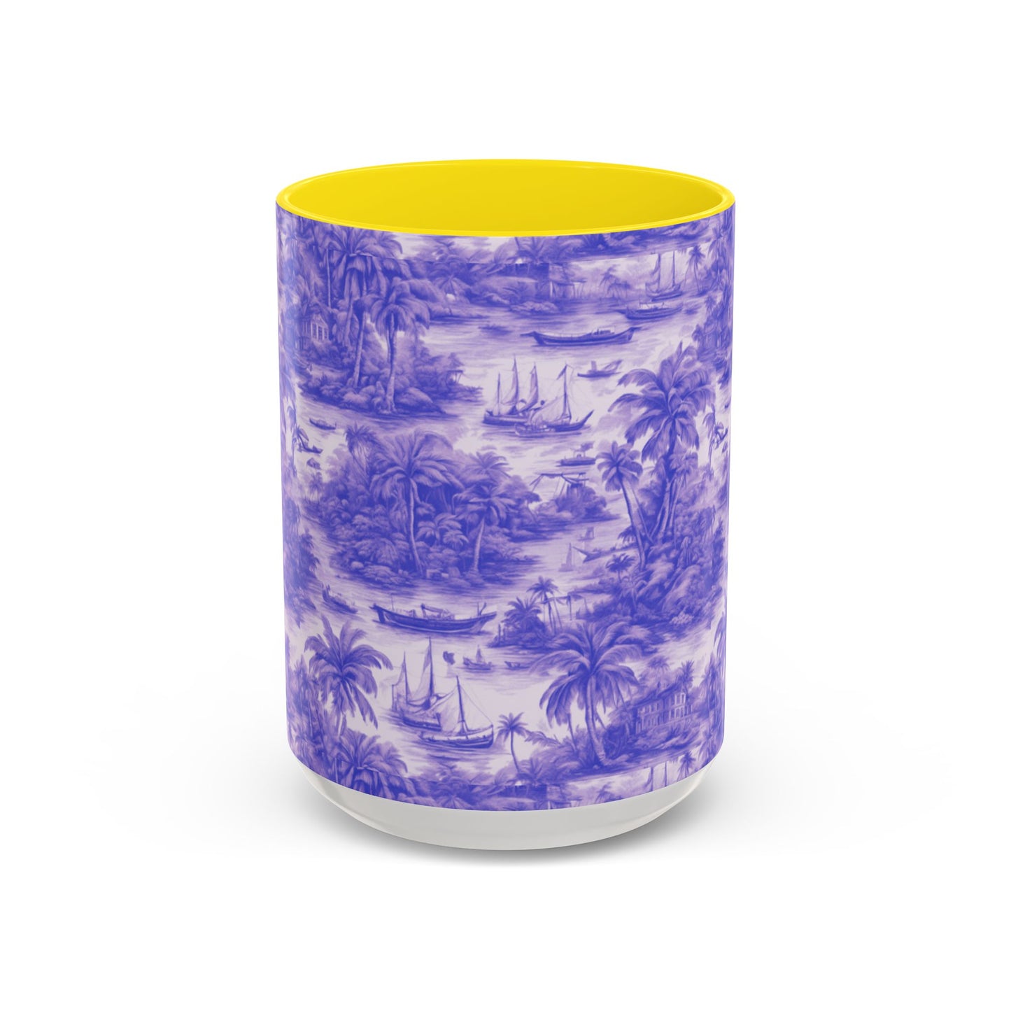 Accent Coffee Mug (11, 15oz), 8 Colors - Tropical Toile #1, purple