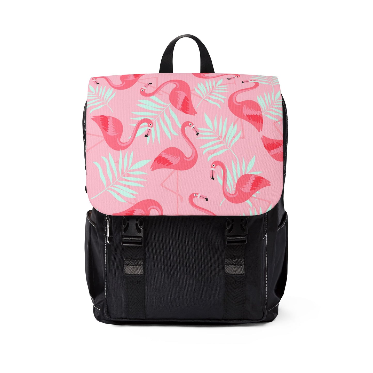 Tropical Casual Backpack - Perfect for Everyday Adventures / Flamingo and White Palms