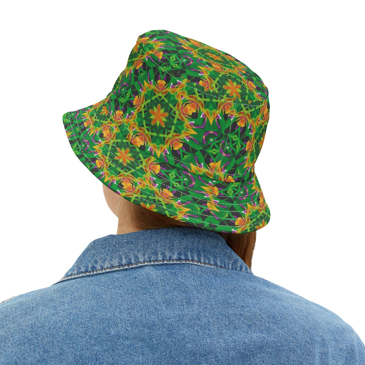 Tropical Polyester Bucket Hat, 2 Sizes - Orchid Kaleidoscope