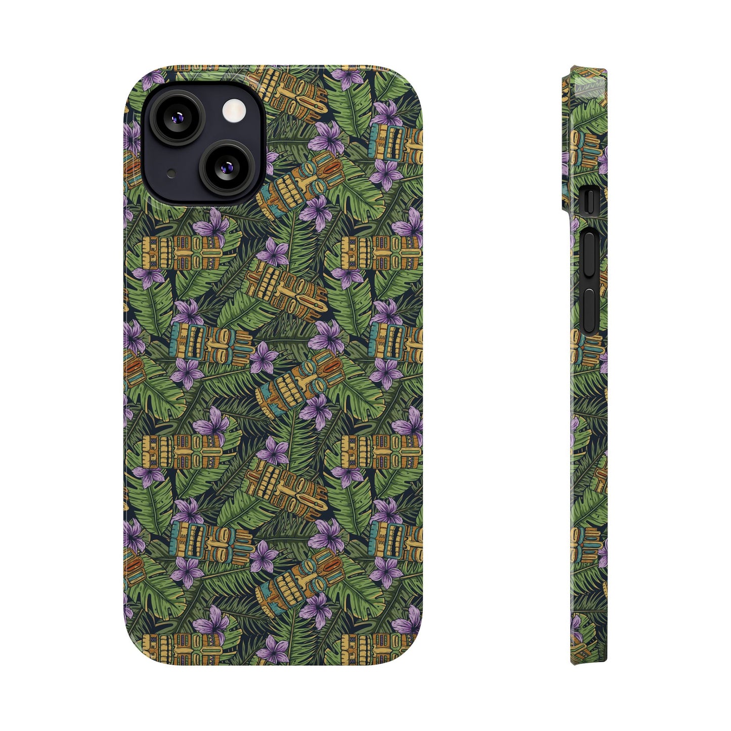 Slim Phone Cases - Tiki Purple Greenery