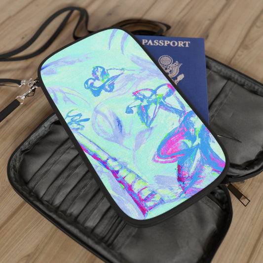 Vibrant Passport Wallet – Perfect for Travelers & Adventurers / Tropical Doodles, Blue