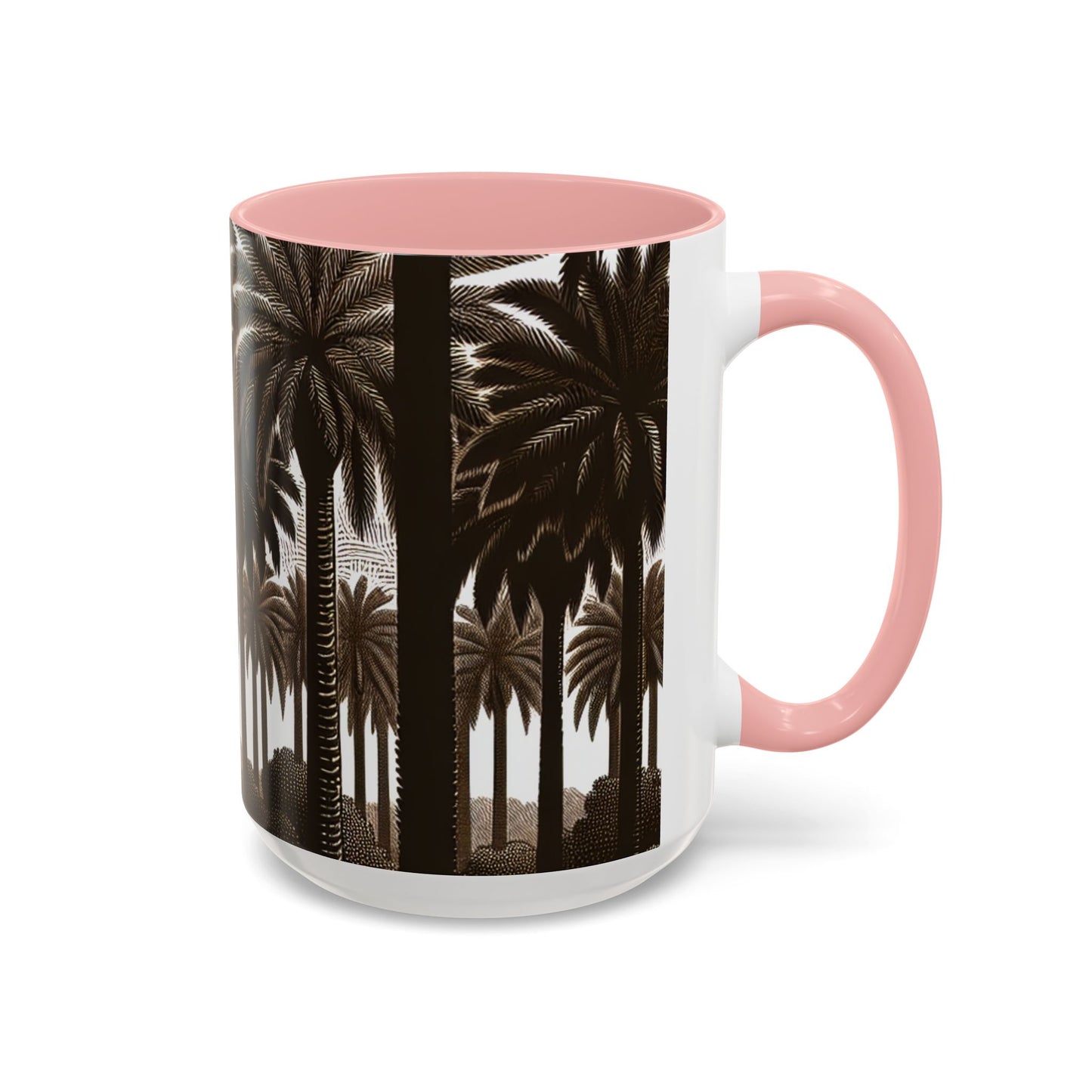 Accent Coffee Mug (11, 15oz) - Woodcut Palm Grove