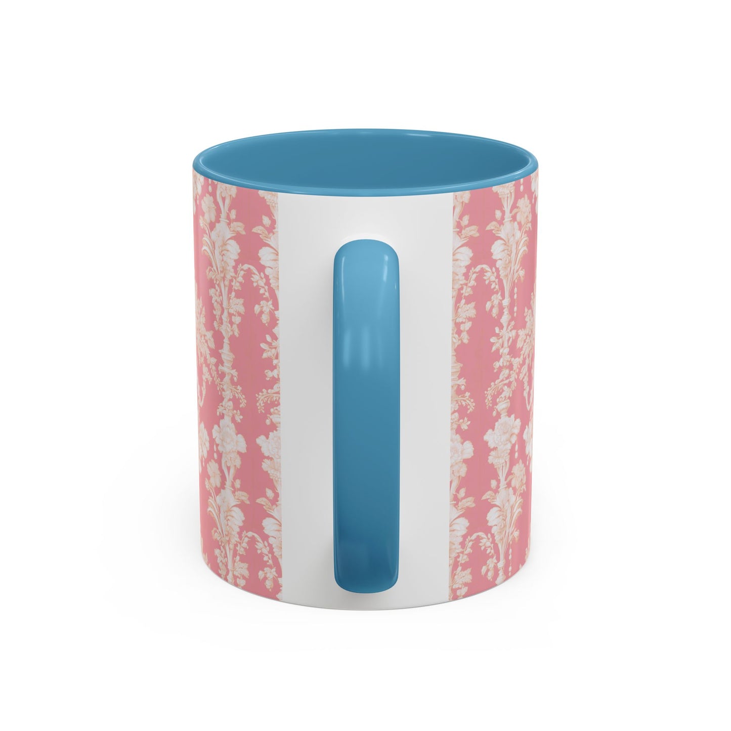 Accent Coffee Mug (11, 15oz), Pearl Lady Toile/Hibiscus Pink Repeat, Various Colors