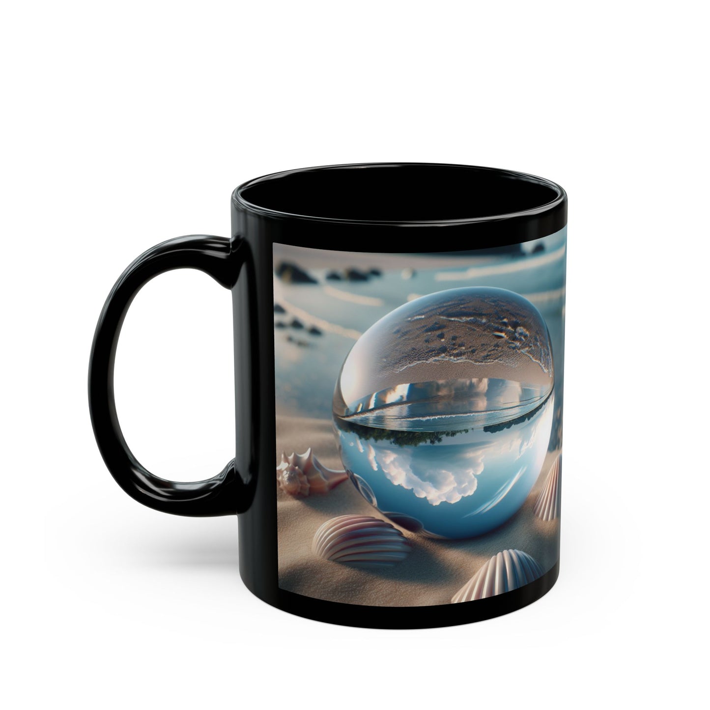 Black Coffee Mug - Beach Illusion Ball