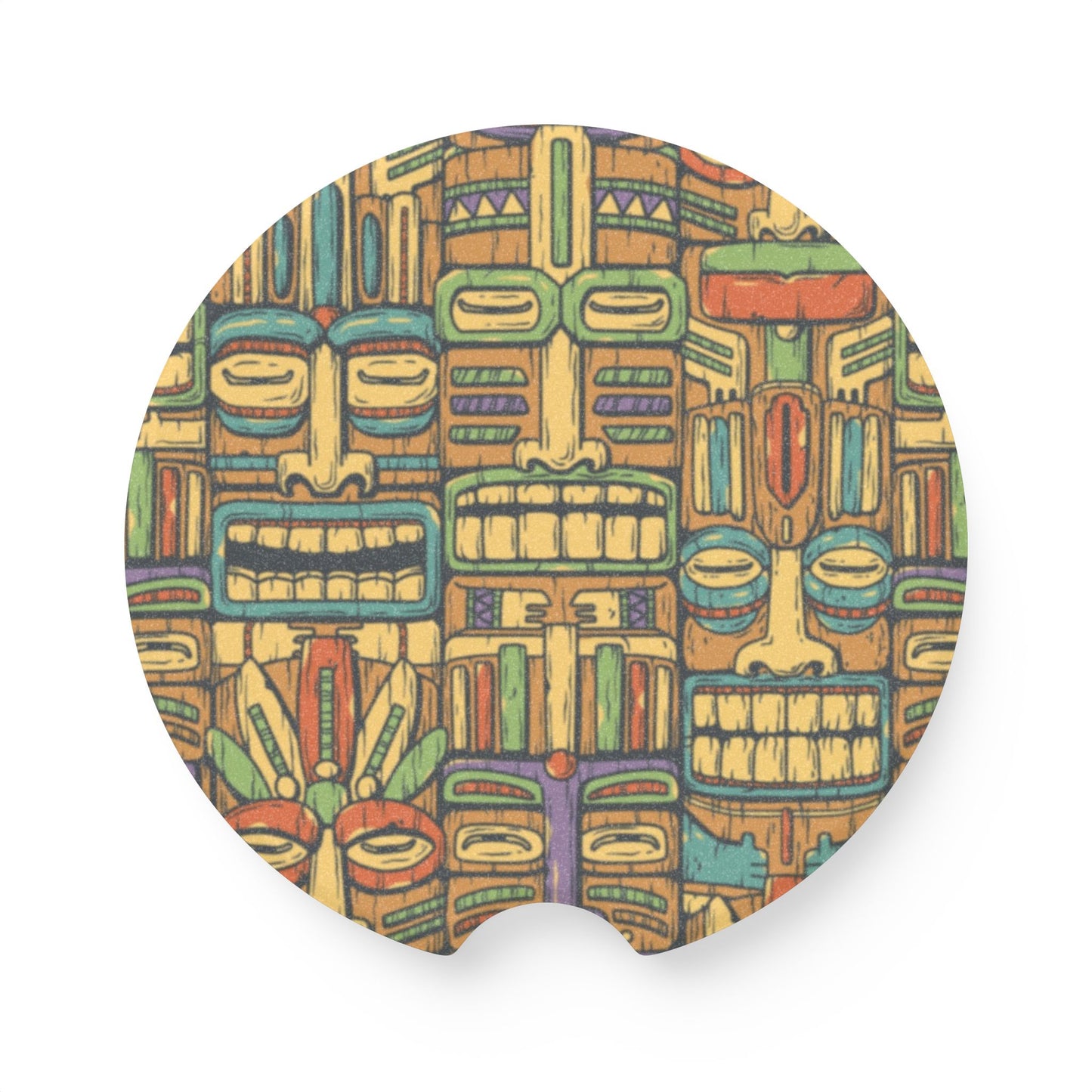 Soapstone Car Coaster - Colorful Tiki Party