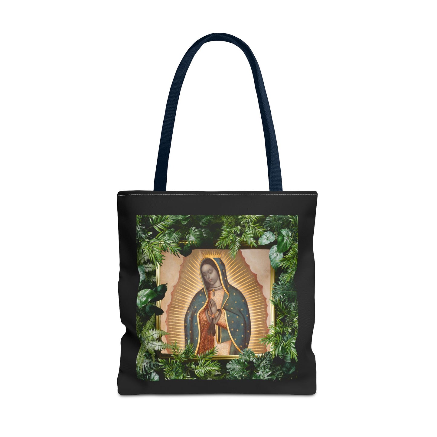 Religious Our Lady of Guadalupe Tropical Tote Bag/Black - 3 Sizes